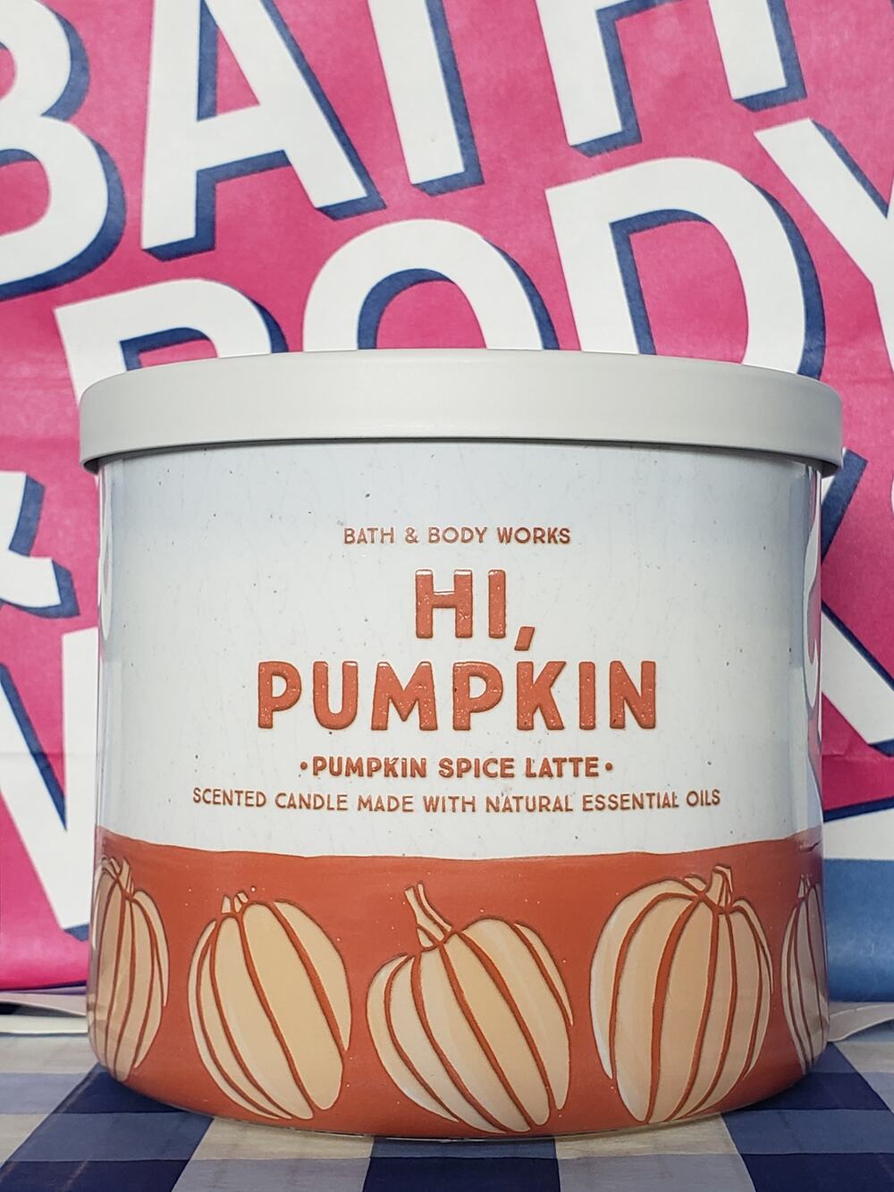 BBW Hi Pumpkin - Pumpkin Spice Latte Large 3 Wick Candle Home Fragrance Decor